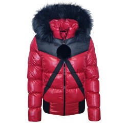 Дамско пухено яке с качулка, City Angels Jeans, Червено, 6846 Дамско пухено яке с качулка, City Angels Jeans, Червено, 6846